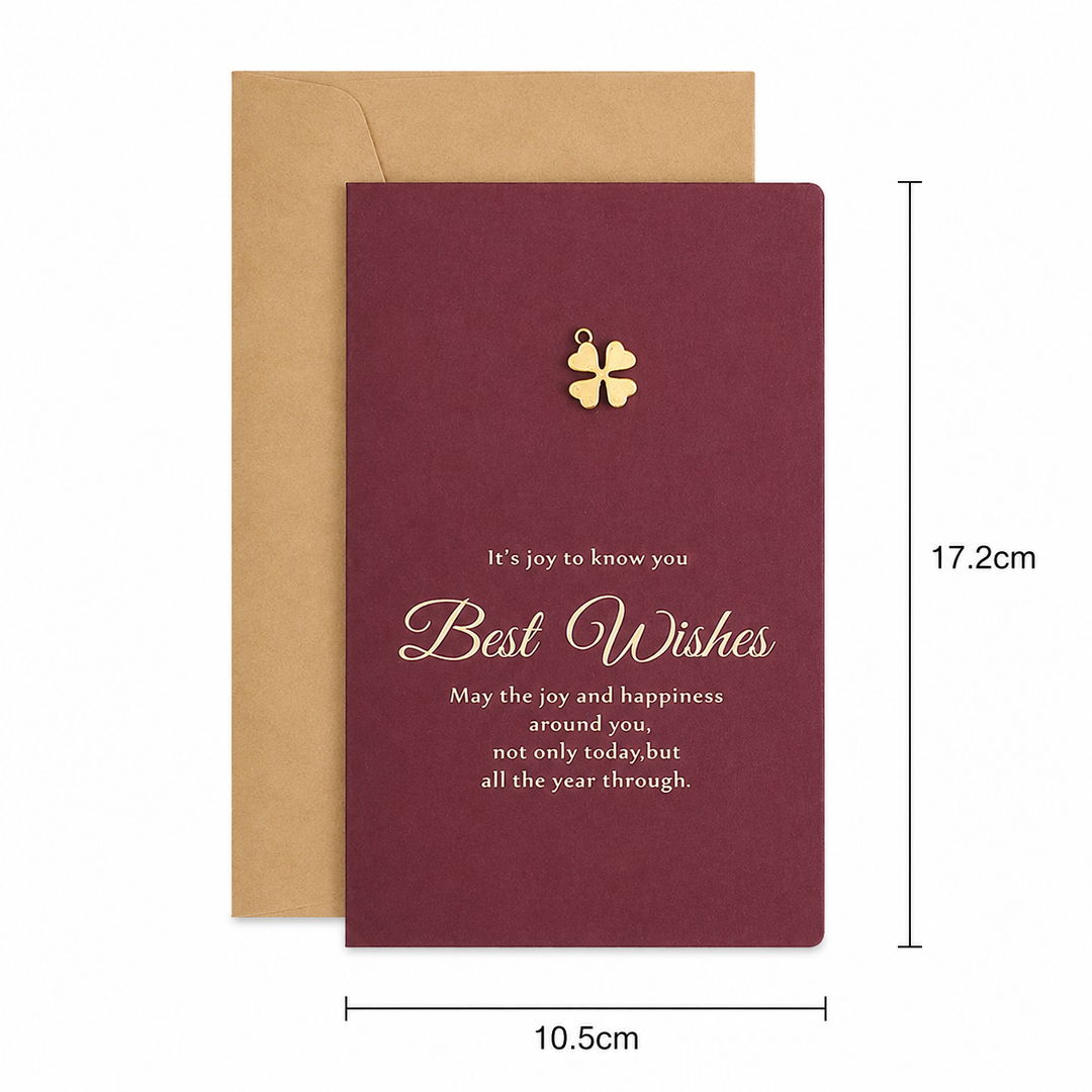 Vintage Foil Greeting Card with Metal Charm Envelope