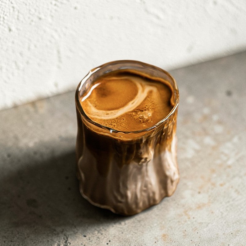 Vintage Textured Glass Coffee Cup – Retro Espresso Tumbler