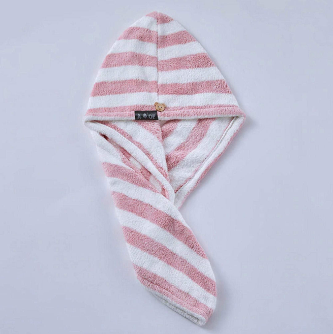 Bathroom Microfiber Hair Towel Turban Wrap | Stripe - huemabe - Creative Home Decor