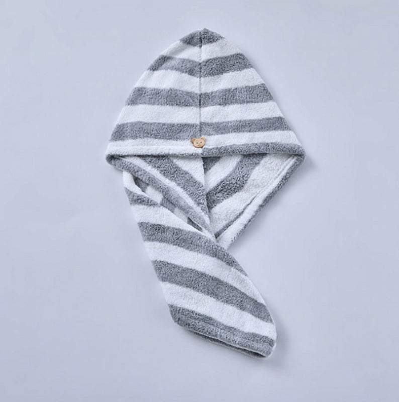 Bathroom Microfiber Hair Towel Turban Wrap | Stripe - huemabe - Creative Home Decor