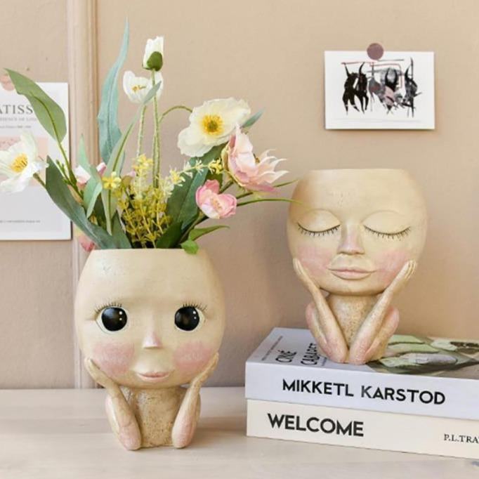 Big Eyes Doll Resin Flowerpot - huemabe - Creative Home Decor