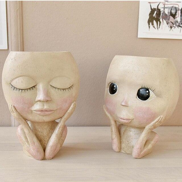 Big Eyes Doll Resin Flowerpot - huemabe - Creative Home Decor