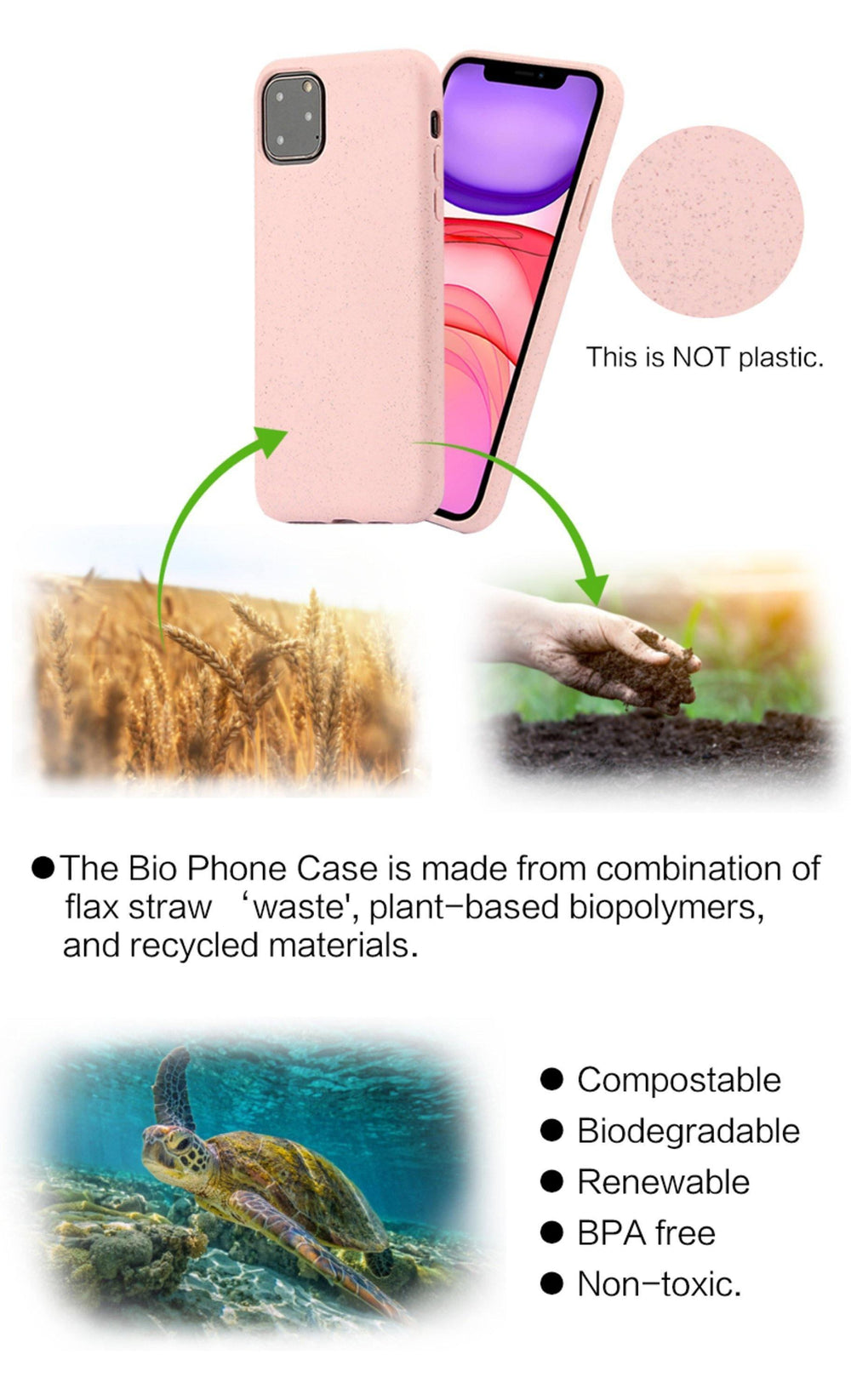 Biodegradable Wheat Straw iPhone Case - Black - huemabe - Creative Home Decor