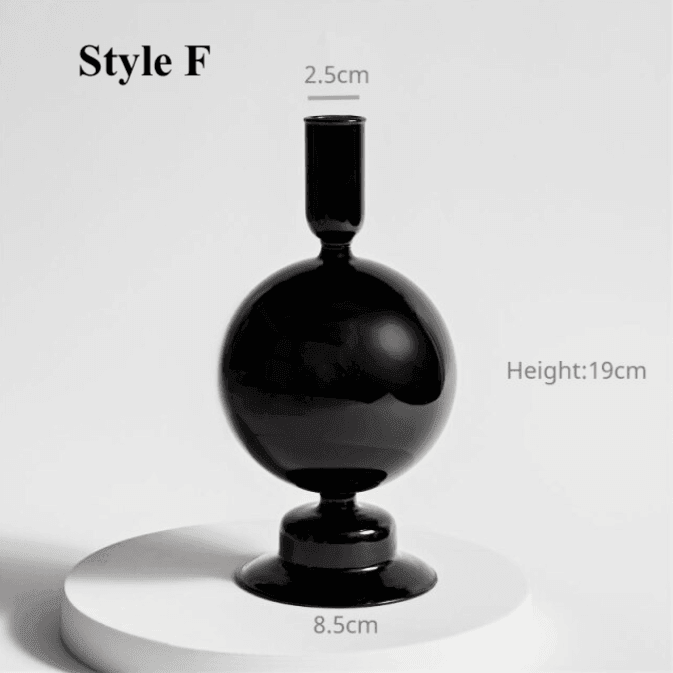 Black Glass Candlesticks / Vase - huemabe - Creative Home Decor