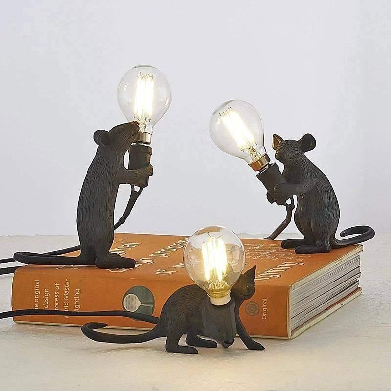 Black Mouse Resin Decor Night Light - huemabe - Creative Home Decor