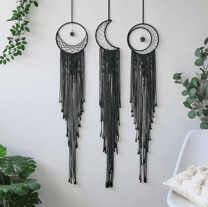 Black Sun Moon Macrame Dream Catchers - huemabe - Creative Home Decor