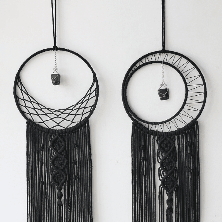 Black Sun Moon Macrame Dream Catchers - huemabe - Creative Home Decor