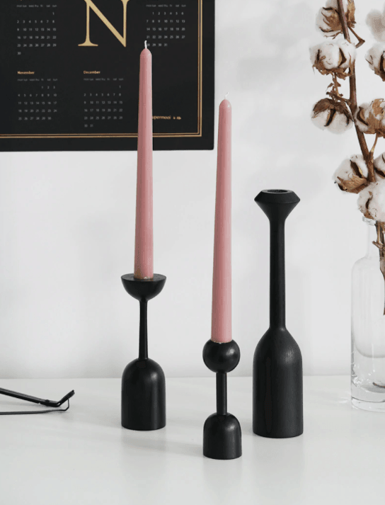 Black Wooden Candle Holder - huemabe - Creative Home Decor
