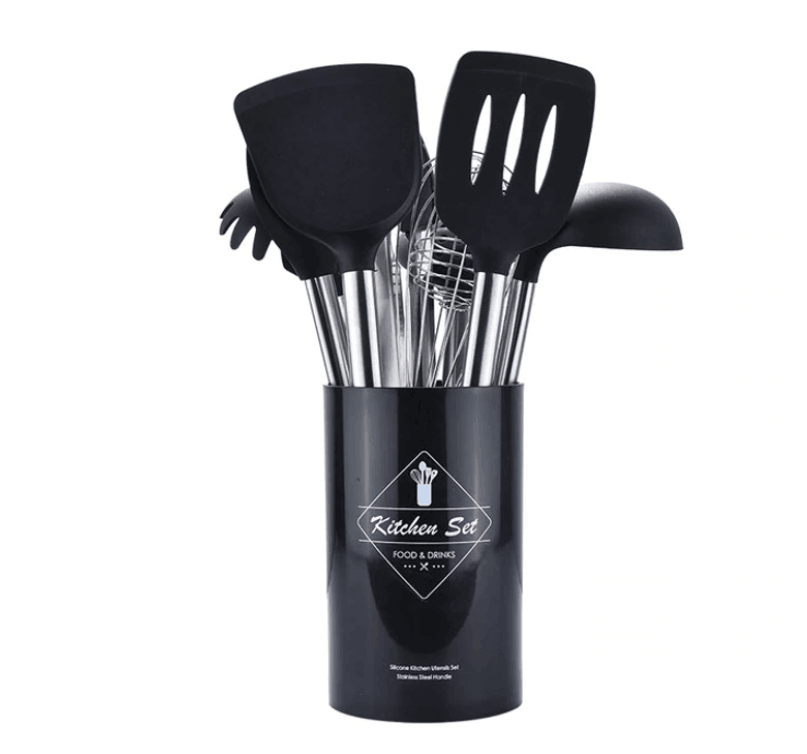 Black/Red Silicone Cooking Tool Set - huemabe - Creative Home Decor