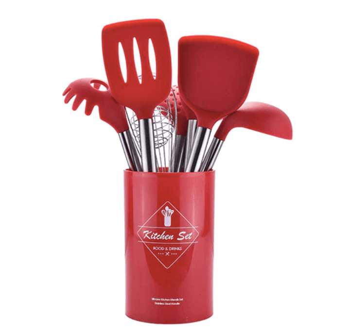 Black/Red Silicone Cooking Tool Set - huemabe - Creative Home Decor