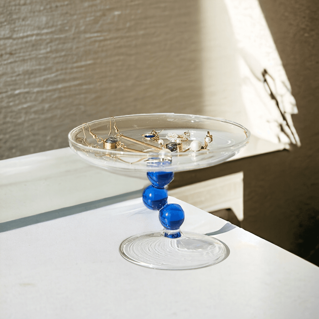 Blue Bubble Design Glass Decorative Tray - huemabe - Creative Home Decor