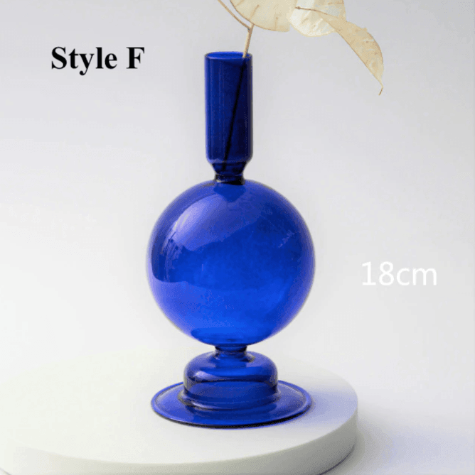 Blue Glass Candlesticks / Vase - huemabe - Creative Home Decor