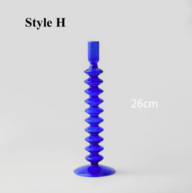 Blue Glass Candlesticks / Vase - huemabe - Creative Home Decor