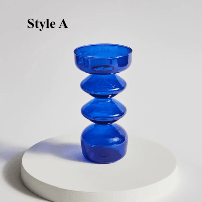 Blue Glass Candlesticks / Vase - huemabe - Creative Home Decor