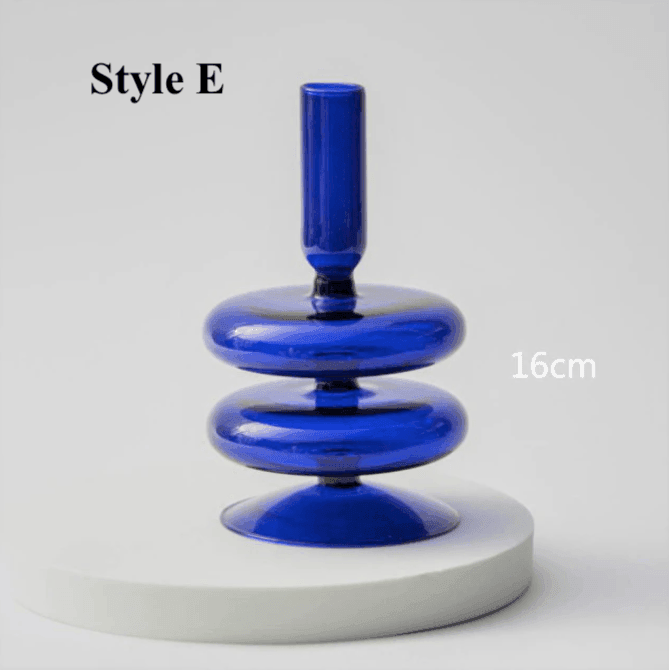 Blue Glass Candlesticks / Vase - huemabe - Creative Home Decor