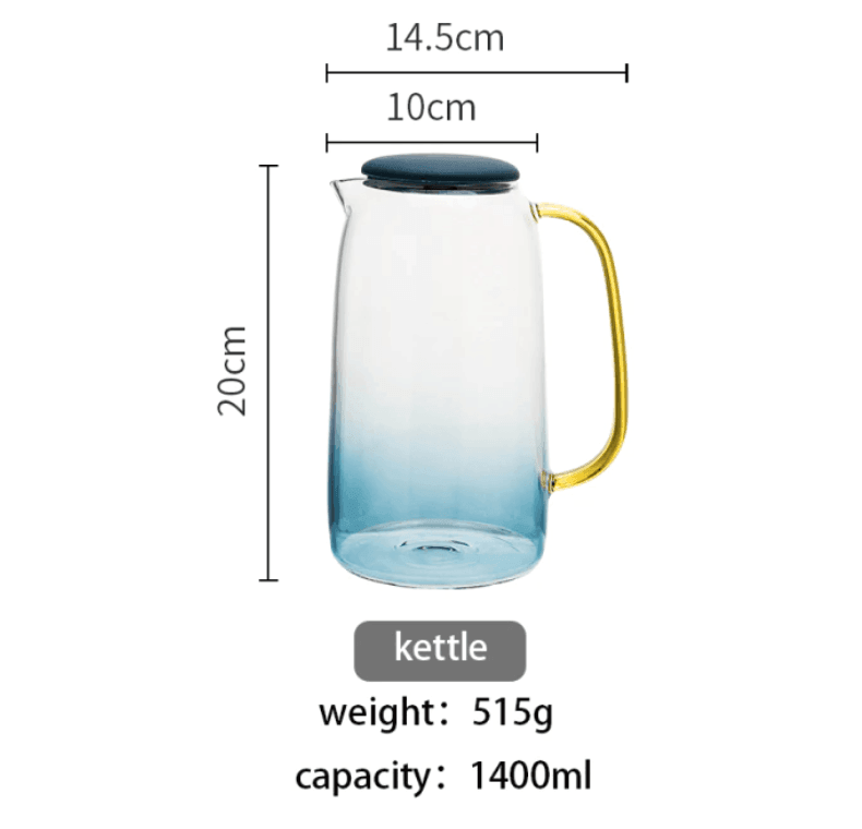 Blue Glass Cold Water Kettle Set - huemabe - Creative Home Decor