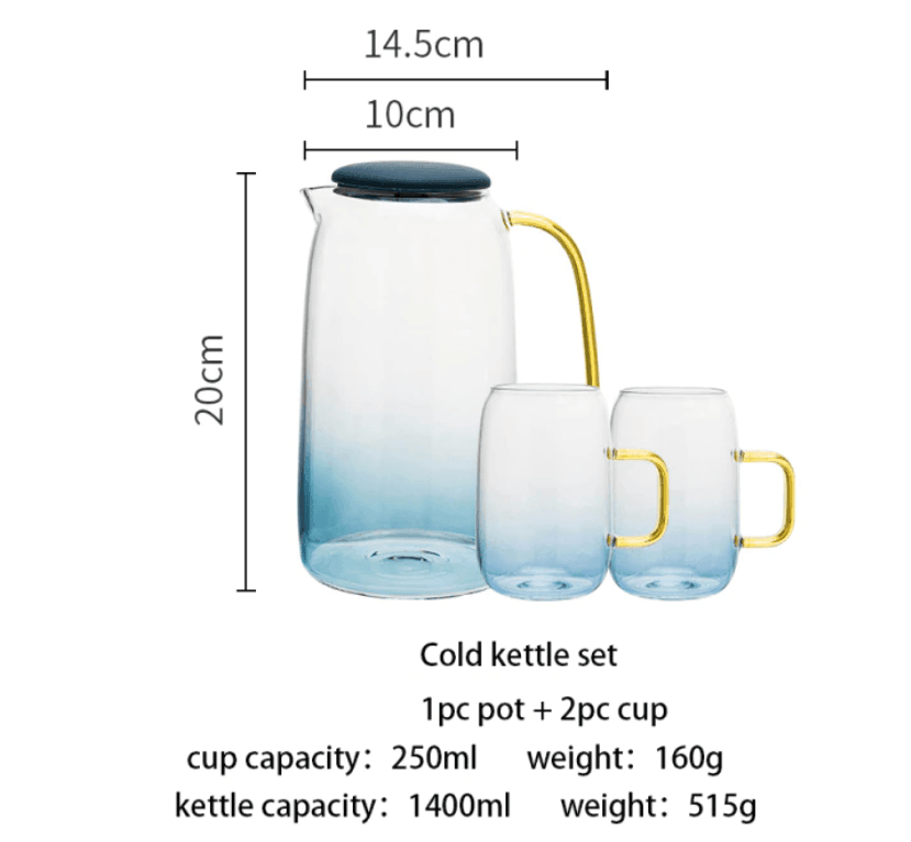 Blue Glass Cold Water Kettle Set - huemabe - Creative Home Decor