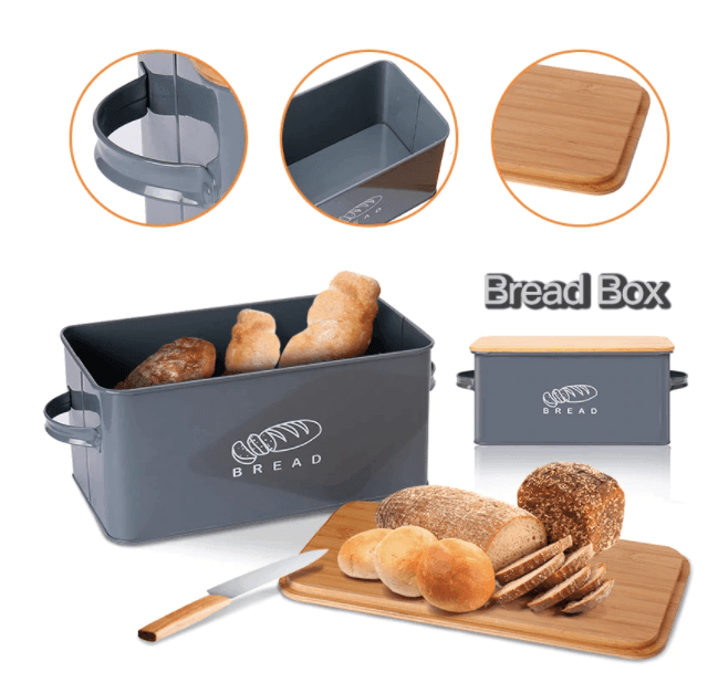 Bread Bins With Bamboo Cutting Board Lid - huemabe - Creative Home Decor