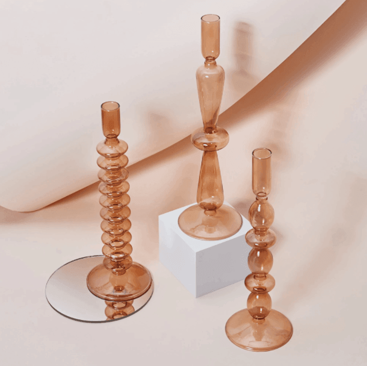 Brown Glass Candlesticks / Vase - huemabe - Creative Home Decor