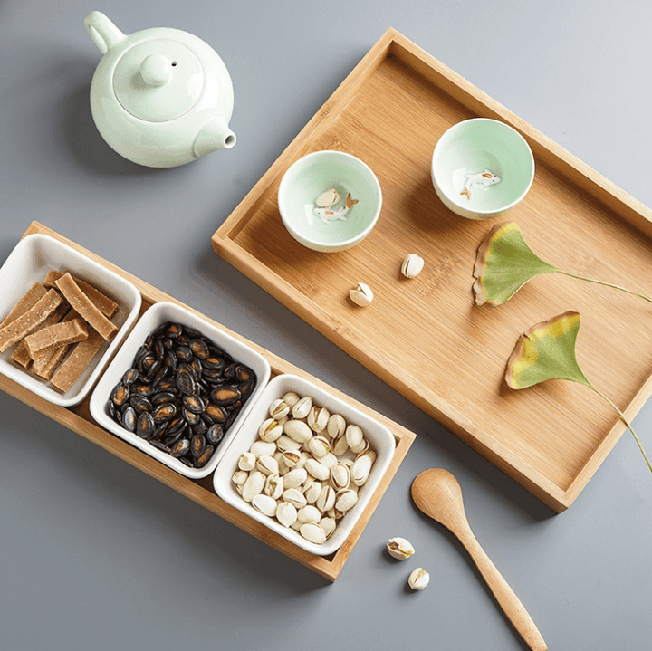 Ceramic Bamboo Dry Fruit Dessert Tray - huemabe - Creative Home Decor