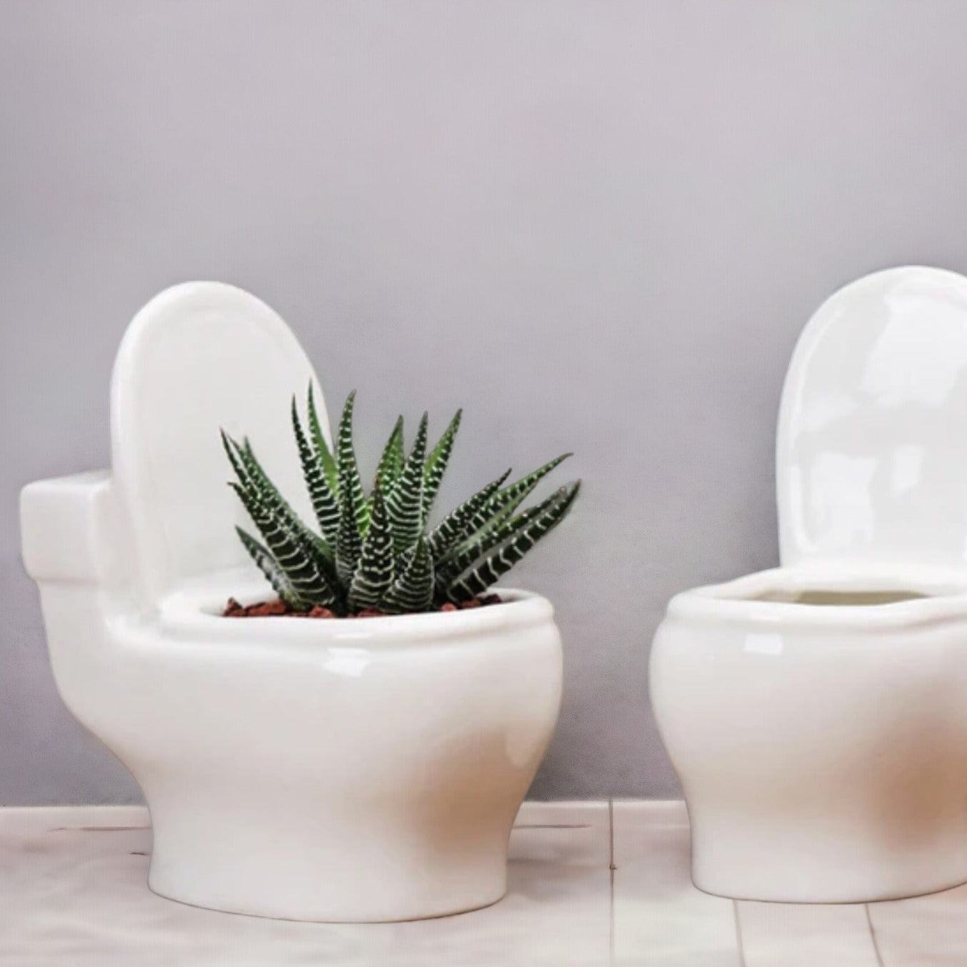 Ceramic Creative Toilet Shape Flower Pot - huemabe - Creative Home Decor