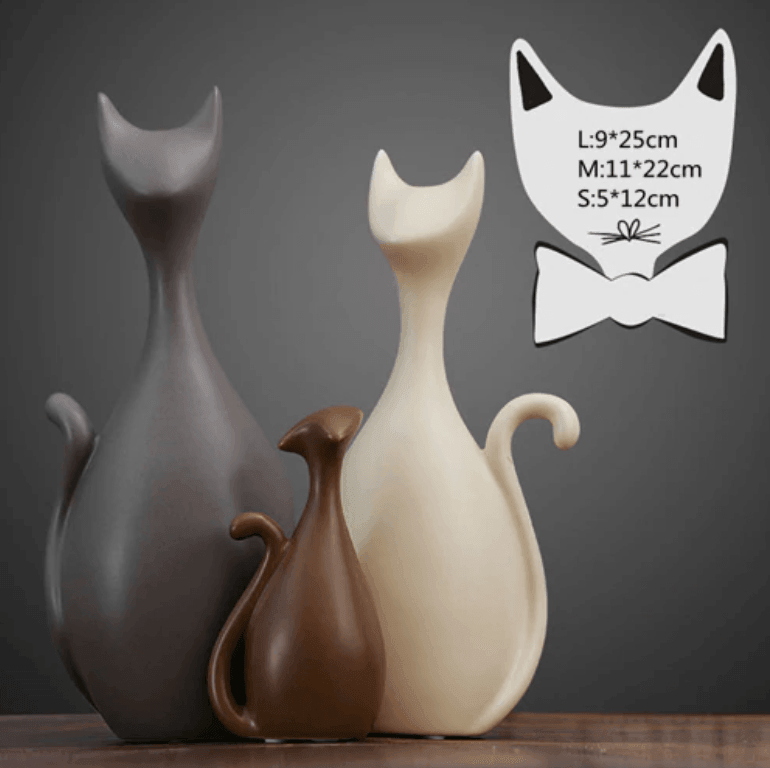 Ceramic Family Cats Figurines - huemabe - Creative Home Decor