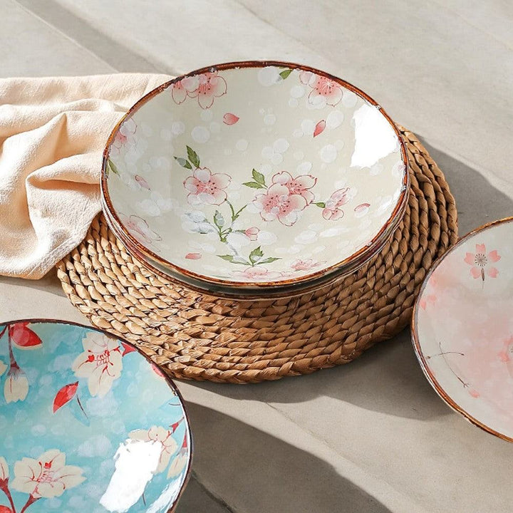 Ceramic Floral Design Dinner Plates - huemabe - Creative Home Decor