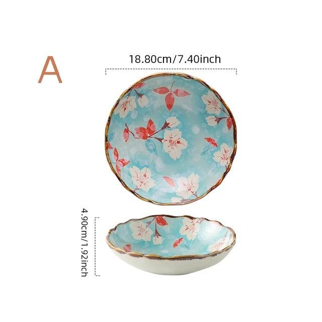 Ceramic Floral Design Dinner Plates - huemabe - Creative Home Decor