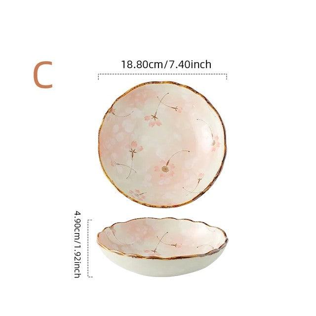 Ceramic Floral Design Dinner Plates - huemabe - Creative Home Decor