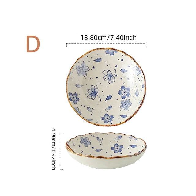 Ceramic Floral Design Dinner Plates - huemabe - Creative Home Decor