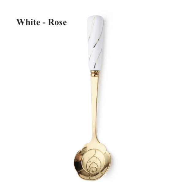 Ceramic Handle Stainless Steel Dessert Spoon - huemabe - Creative Home Decor