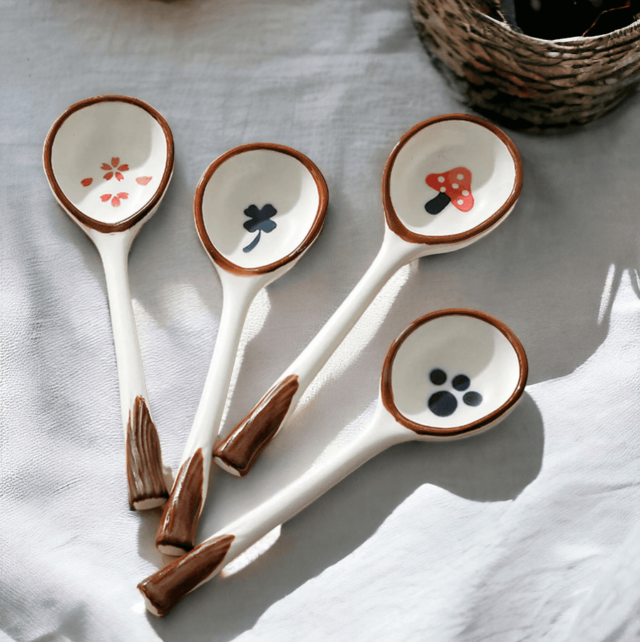Ceramic Long Handle Soup Spoon | Japanese Style Tableware - huemabe - Creative Home Decor