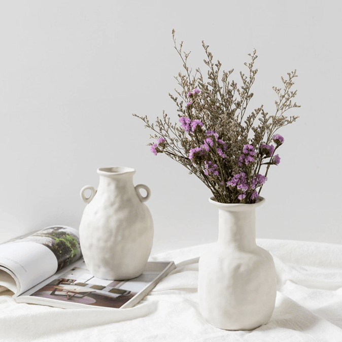 Ceramic OFF-White Flower Vases - huemabe - Creative Home Decor