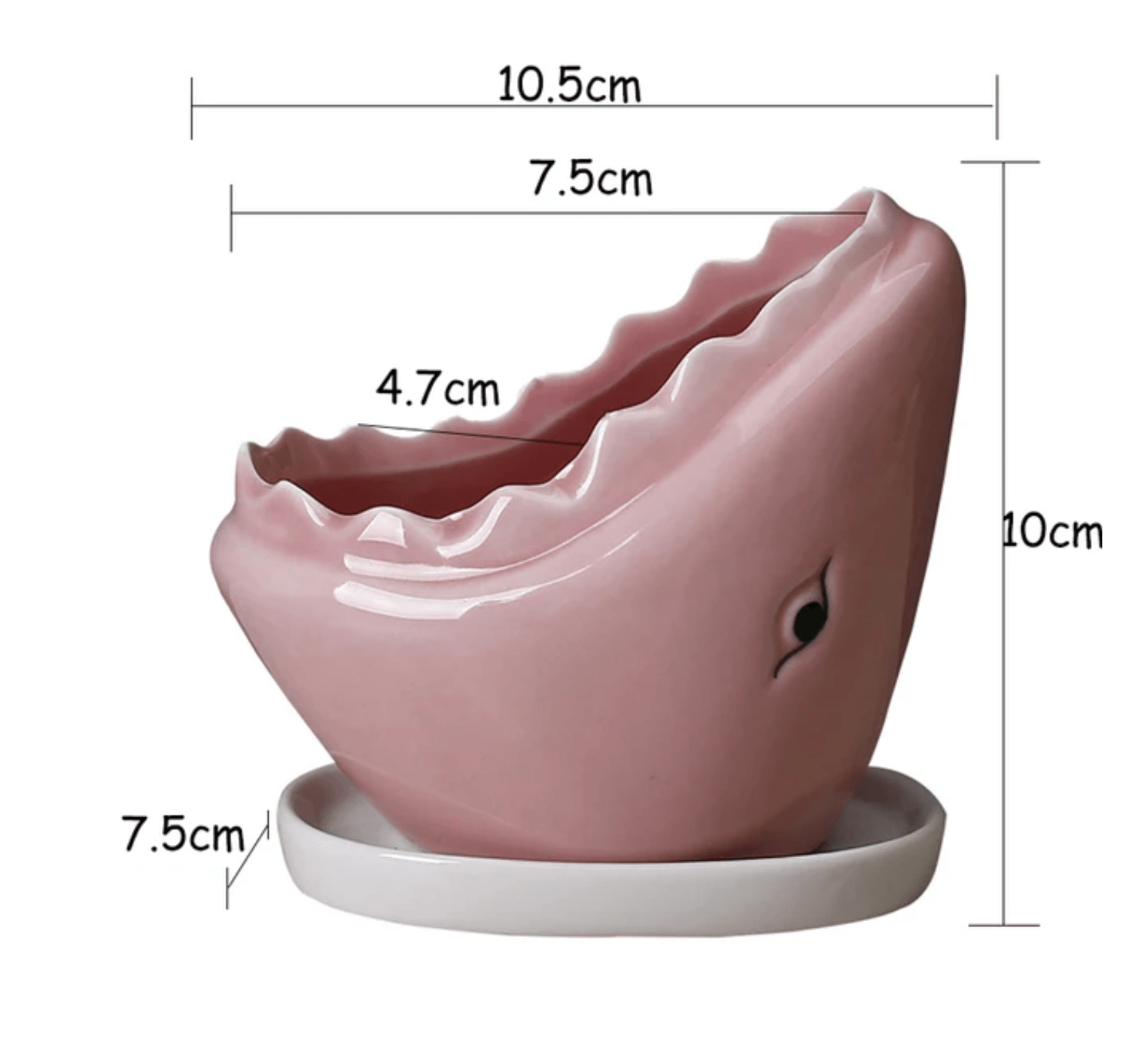 Ceramic Shark Flower Plant Pot with Tray - huemabe - Creative Home Decor