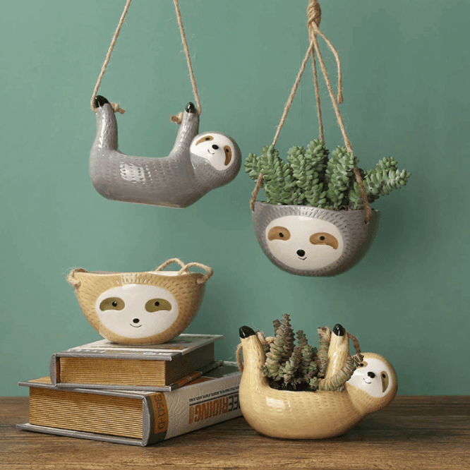 Ceramic Sloth Hanging Plant Pots - huemabe - Creative Home Decor