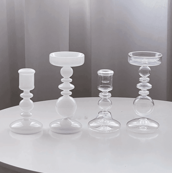 Clear White Black Glass Candle Holders - huemabe - Creative Home Decor