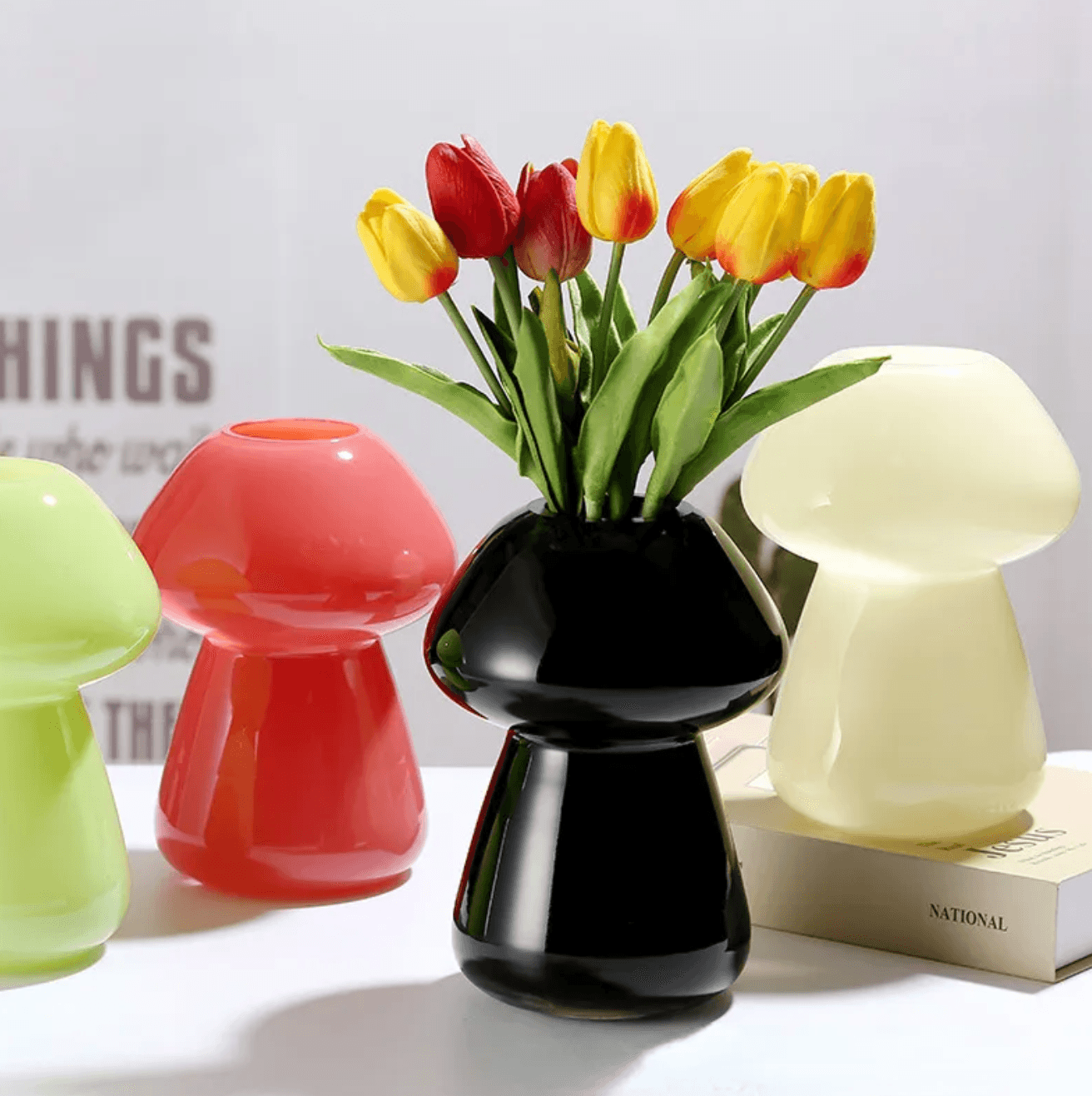 Colored Glass Mushroom Vase - huemabe - Creative Home Decor