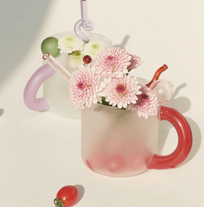 Colored handle Glass Cup (400ml) - huemabe - Creative Home Decor