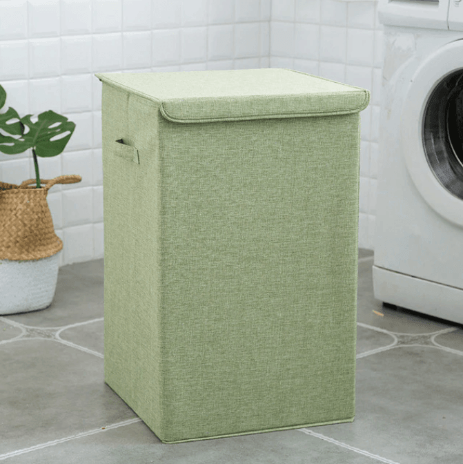 Cotton Linen Laundry Basket With Cover - huemabe - Creative Home Decor