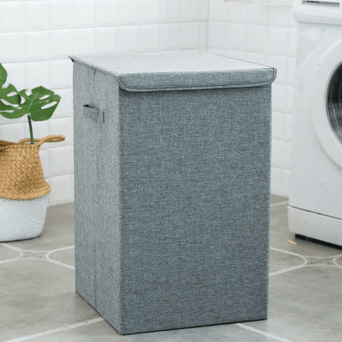 Cotton Linen Laundry Basket With Cover - huemabe - Creative Home Decor