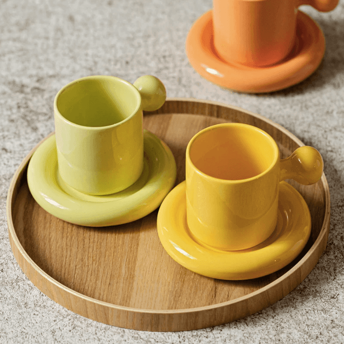 Creative Ceramic Coffee Mug With Cup Saucer - huemabe - Creative Home Decor