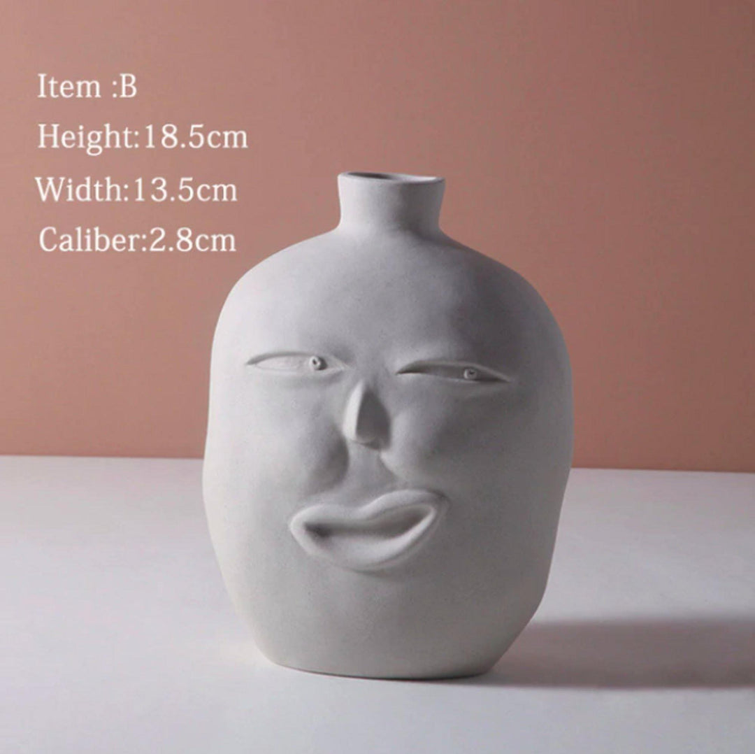 Creative Ceramic Face Head Vase - huemabe - Creative Home Decor