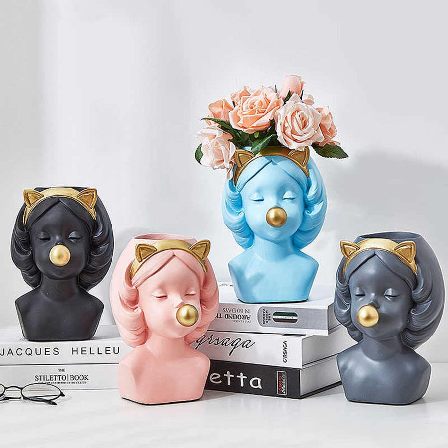 Cute Girl Head Vase - huemabe - Creative Home Decor