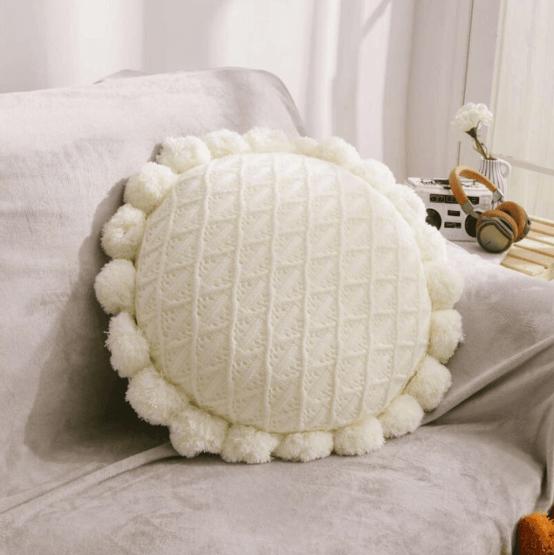 Cute Pompom Tassel Round Cushion - huemabe - Creative Home Decor