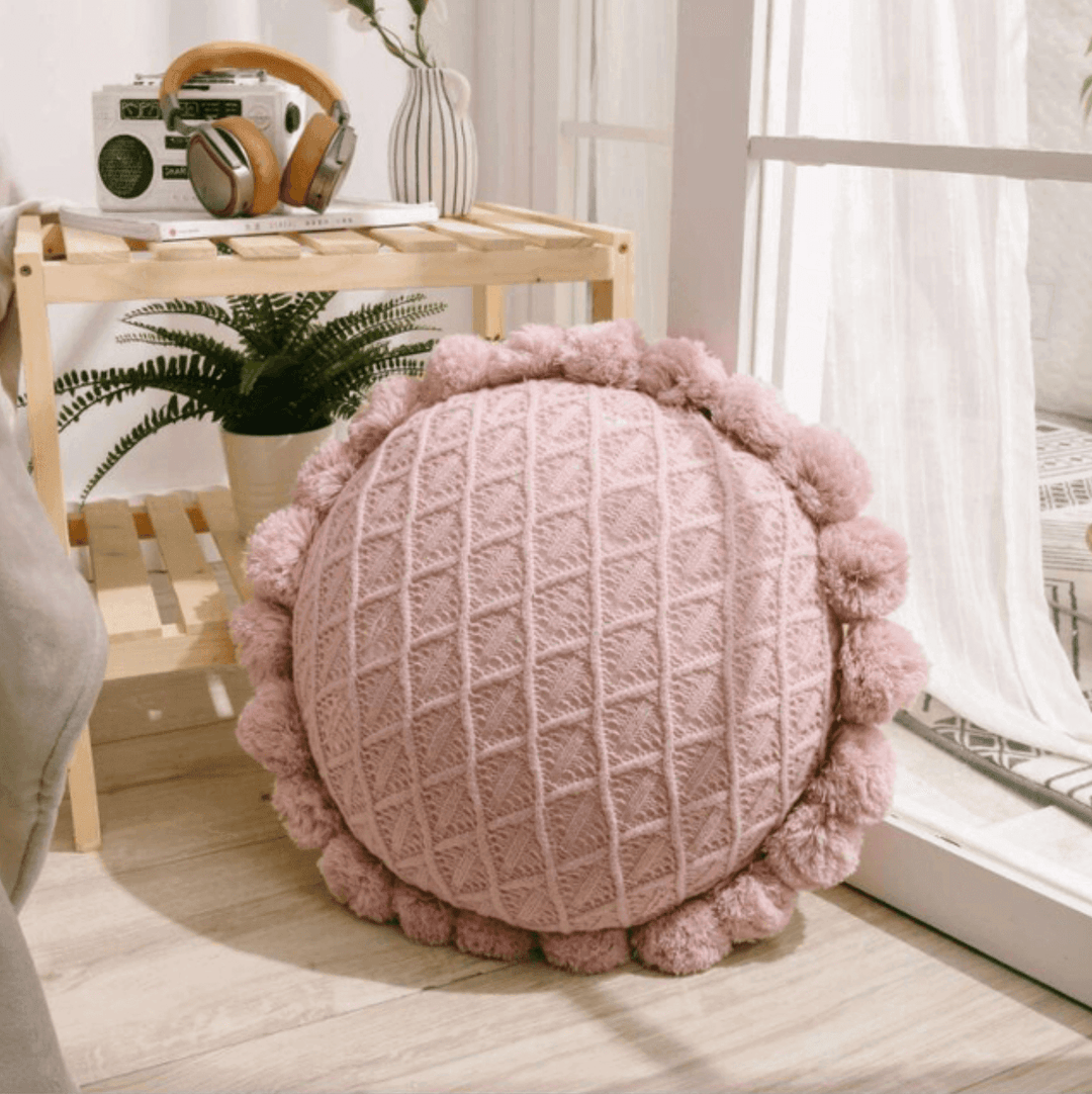 Cute Pompom Tassel Round Cushion - huemabe - Creative Home Decor