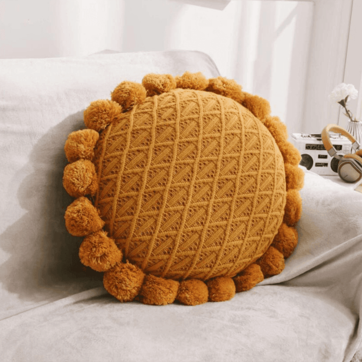 Cute Pompom Tassel Round Cushion - huemabe - Creative Home Decor