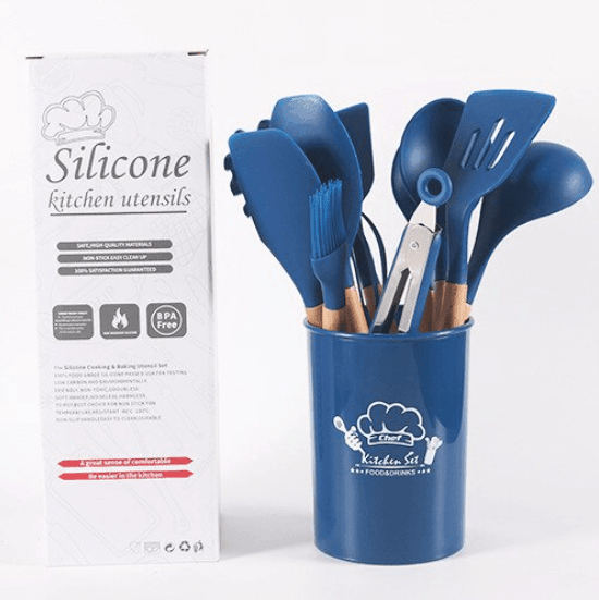 Dark Blue Silicone Kitchenware Cooking Utensils Set - huemabe - Creative Home Decor