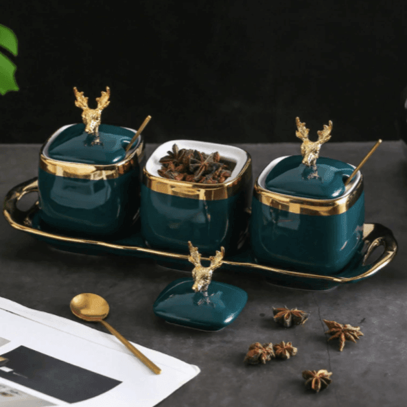 Deer Head Storage Tank with Spoon - huemabe - Creative Home Decor