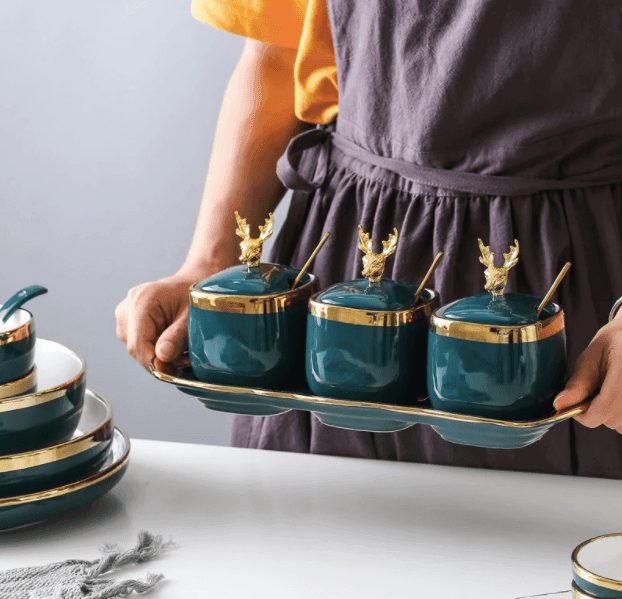 Deer Head Storage Tank with Spoon - huemabe - Creative Home Decor