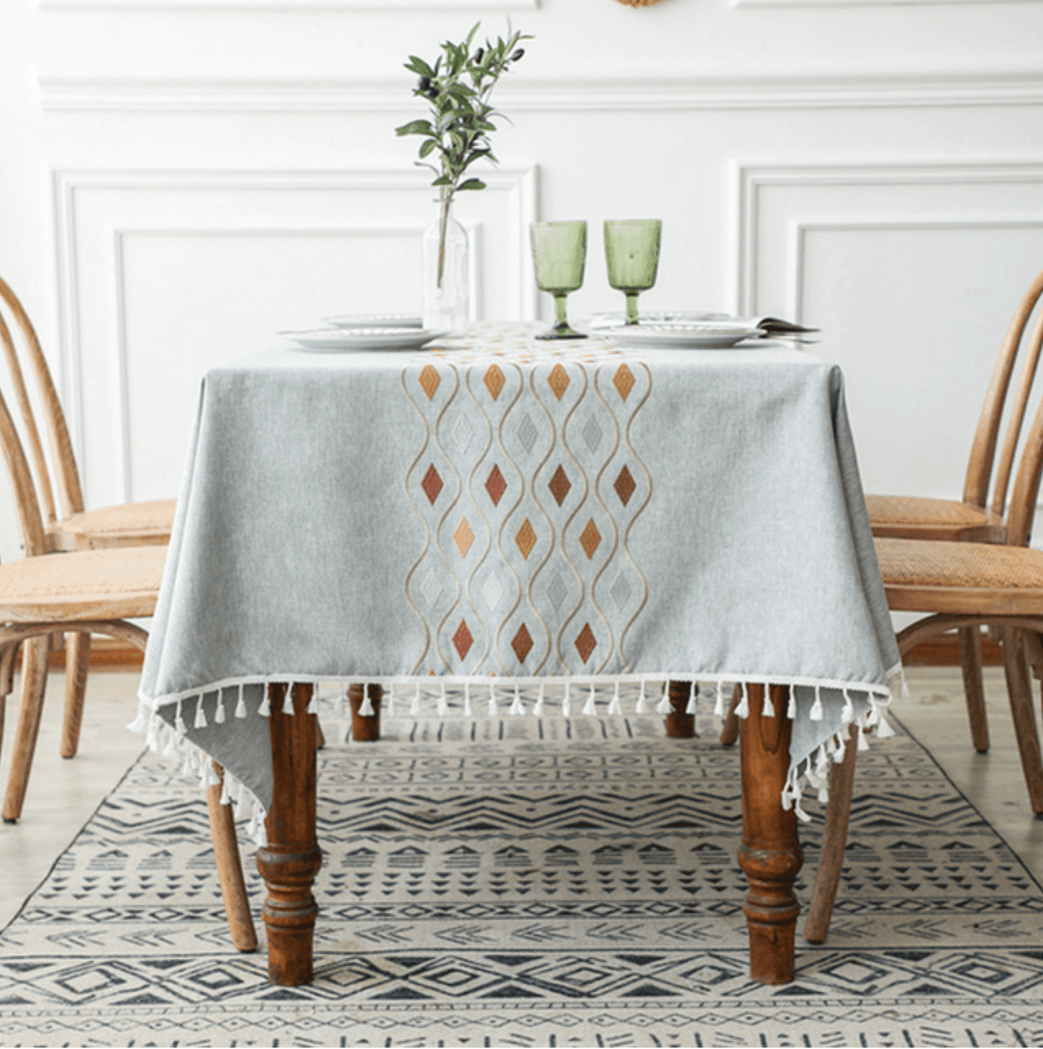 Diamond Embroidery Tassel Tablecloth - huemabe - Creative Home Decor